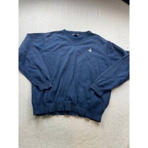 Vintage Oxford Golf Mens Pullover Sweater Large Navy Blue Knit Pima Cotton